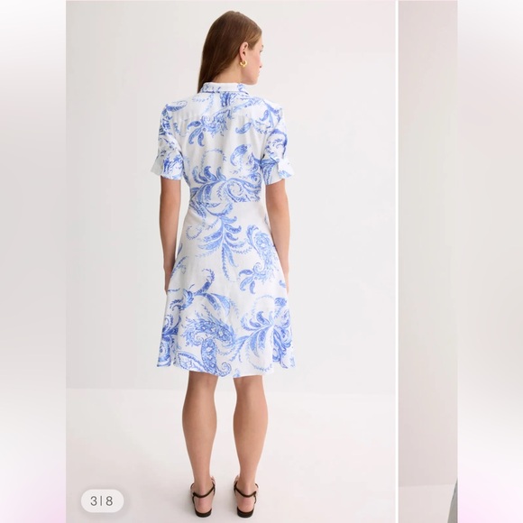 NWT Lauren Ralph Lauren Paisley Tie Front Linen Shirtdress - Picture 6 of 9
